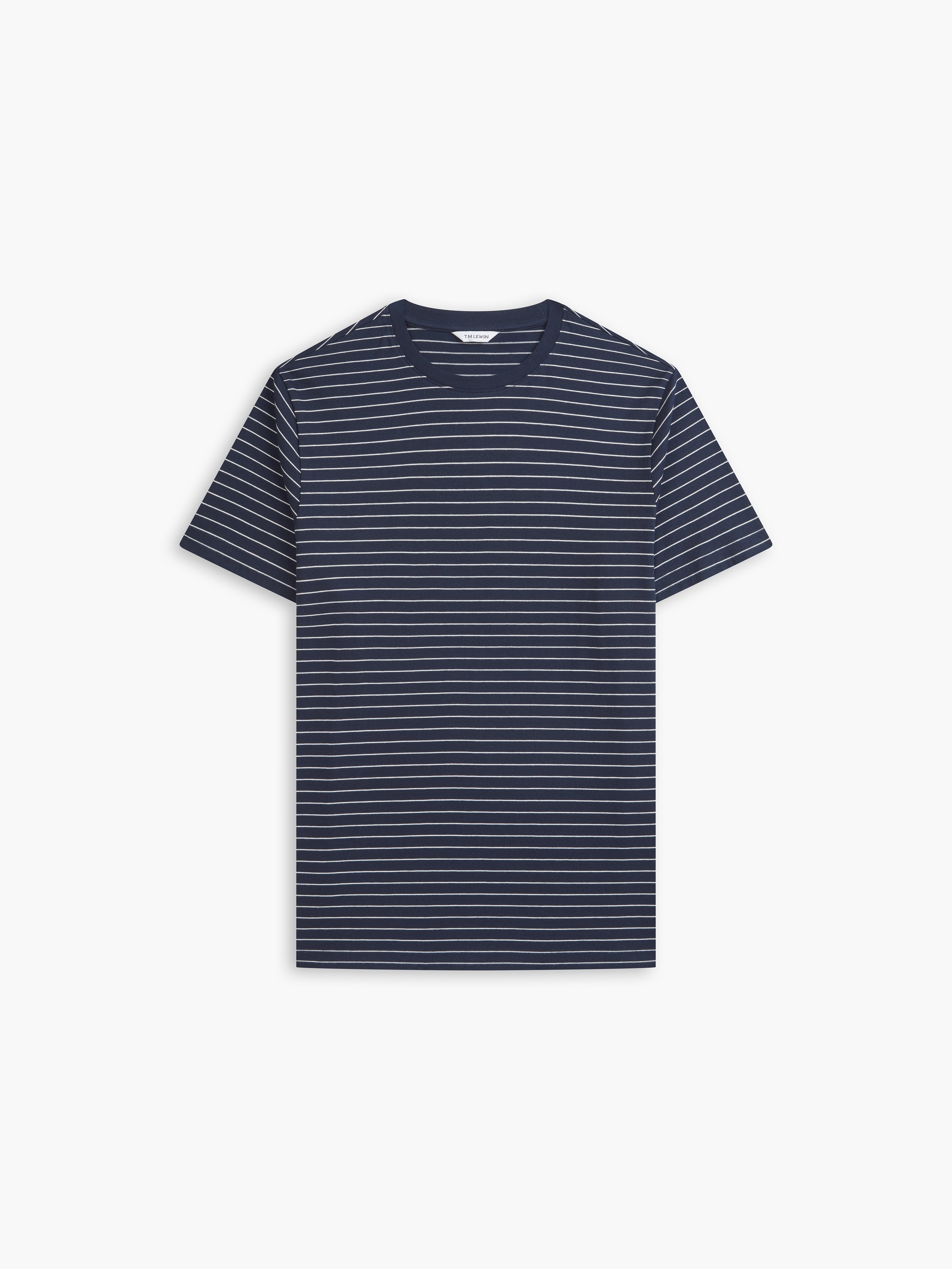 Camiseta Clasica Elegante / Rayas azul marino y blanco