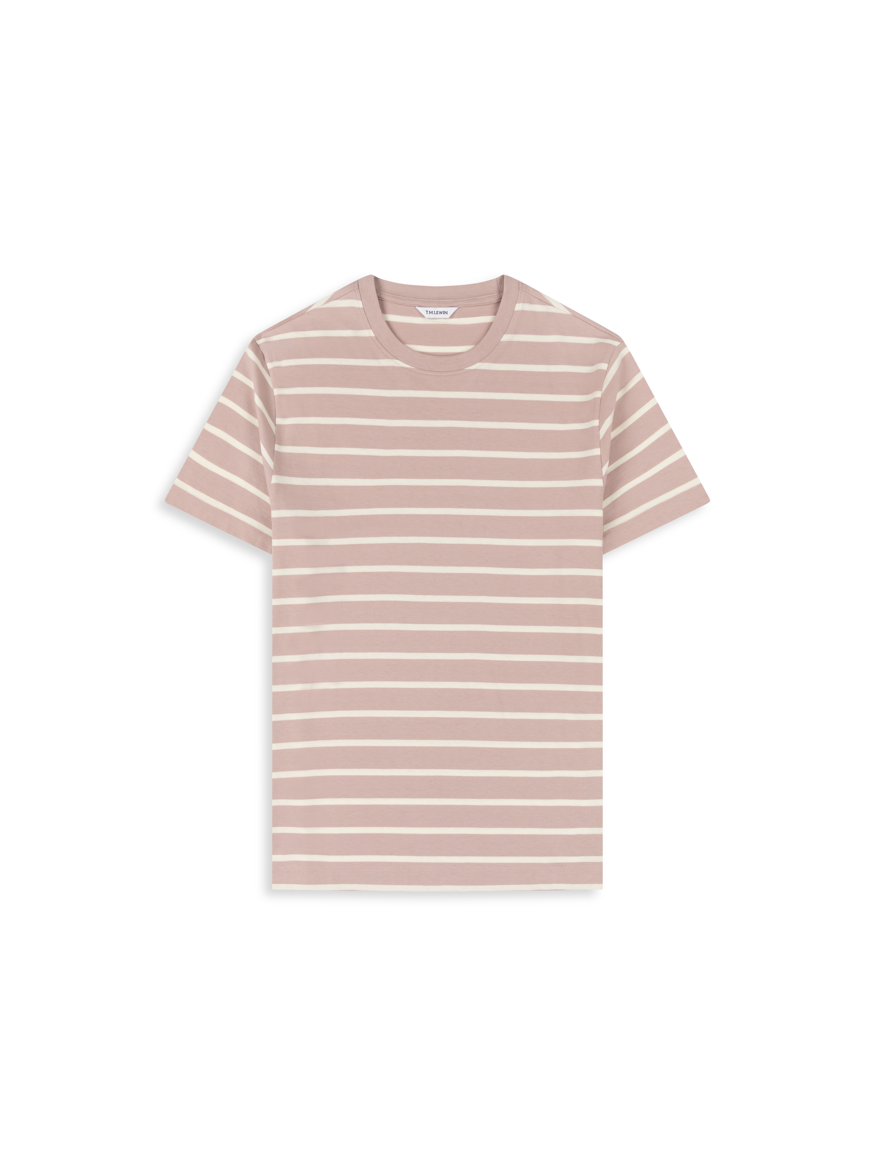 Camiseta clásica de rayas / rosa empolvado y blanco