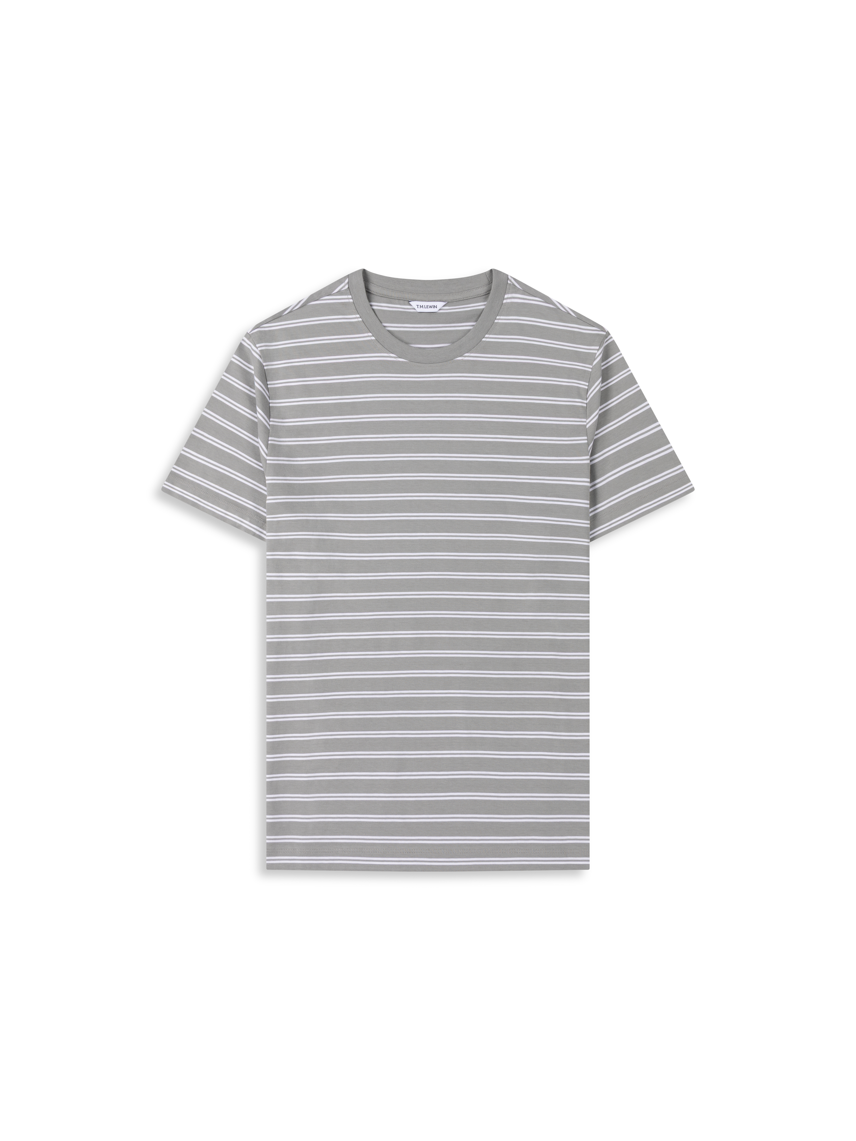 Camiseta Clasica Elegante / Gris y rayas Blancas