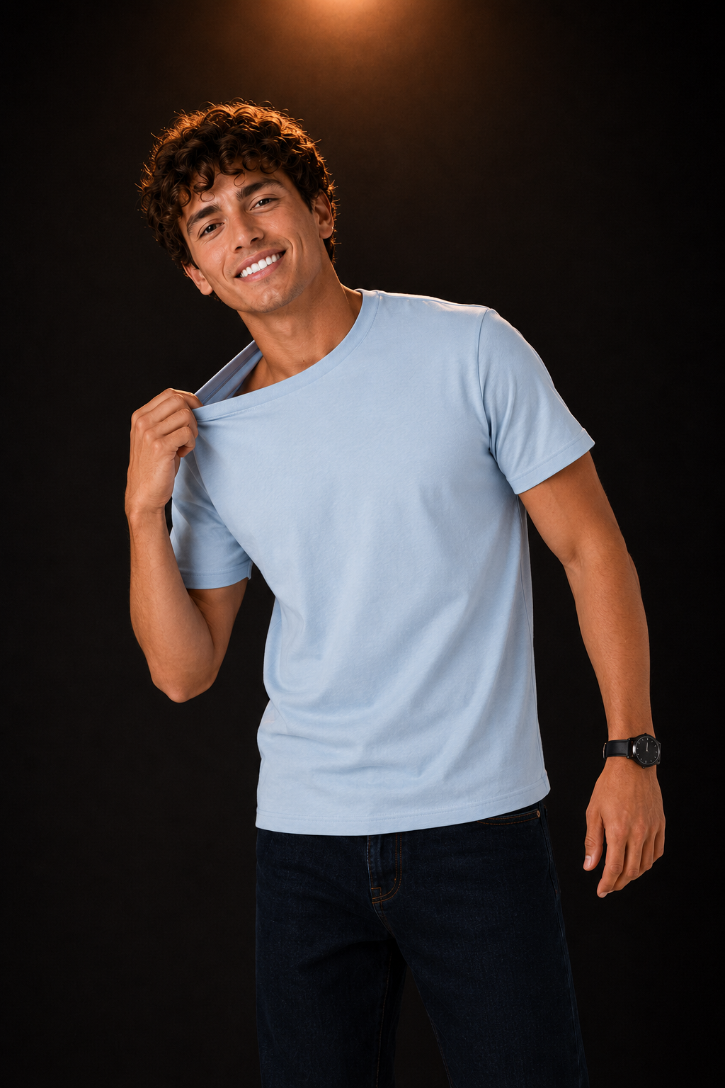 Camiseta Clasica Elegante / Azul Claro